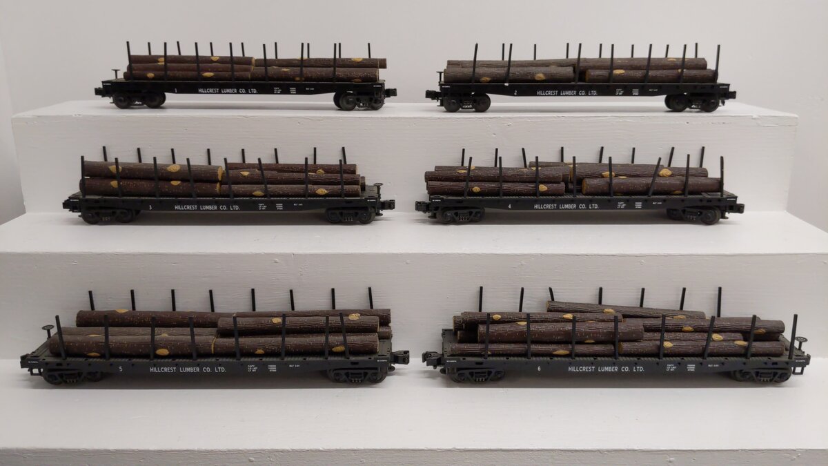 MTH 20-98119 O Hill Crest Lumber Co. Flat Car Set with Logs (Set of 6) EX