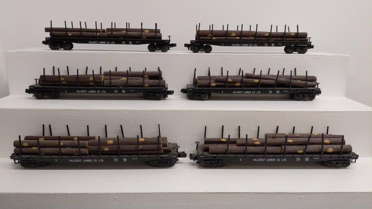 MTH 20-98119 O Hill Crest Lumber Co. Flat Car Set with Logs (Set of 6) EX