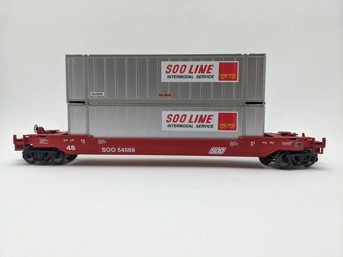 MTH 30-76621 O Gauge SOO Line Husky Stack Car EX