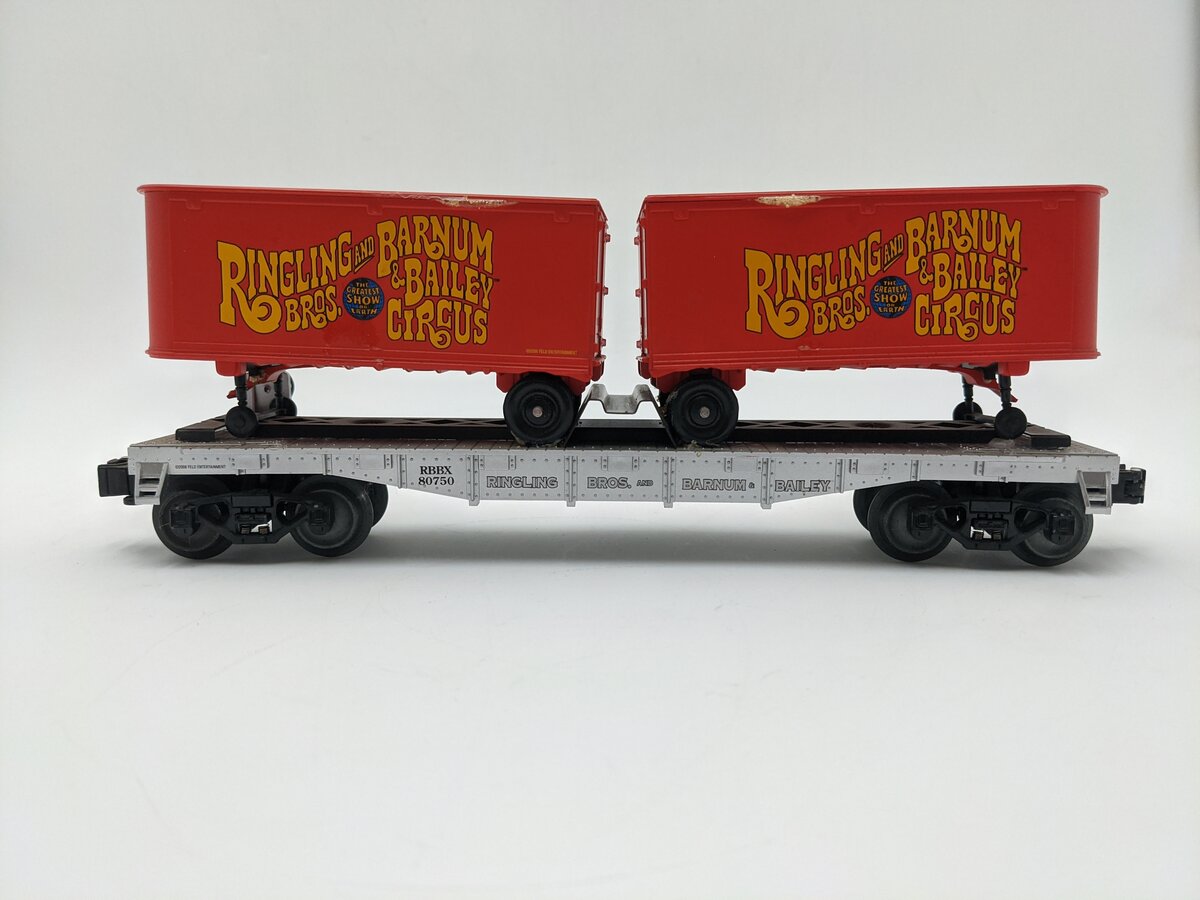 Lionel 6-21691 O Gauge Flat Car #80750 Car w/2 Trailers EX