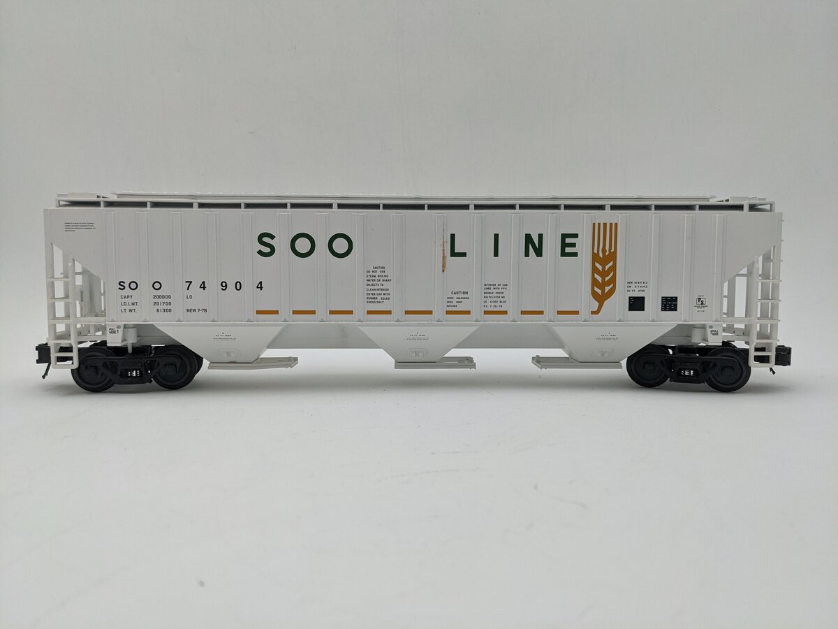 Atlas 2001606-5 O Gauge SOO Line Trainman PS4750 Covered 3-Bay Hopper #74904 EX