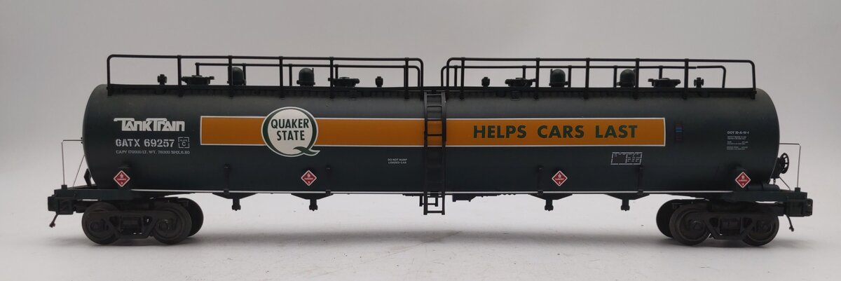 MTH 20-96732 O Quaker State 20K Gallon 4-Compartment Tank Car #69257 EX