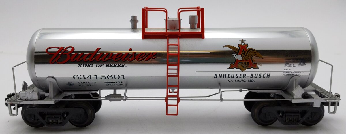 K-Line K6341-5601 O Gauge Anheuser-Busch Budweiser Aluminum Tank Car #63415601 EX