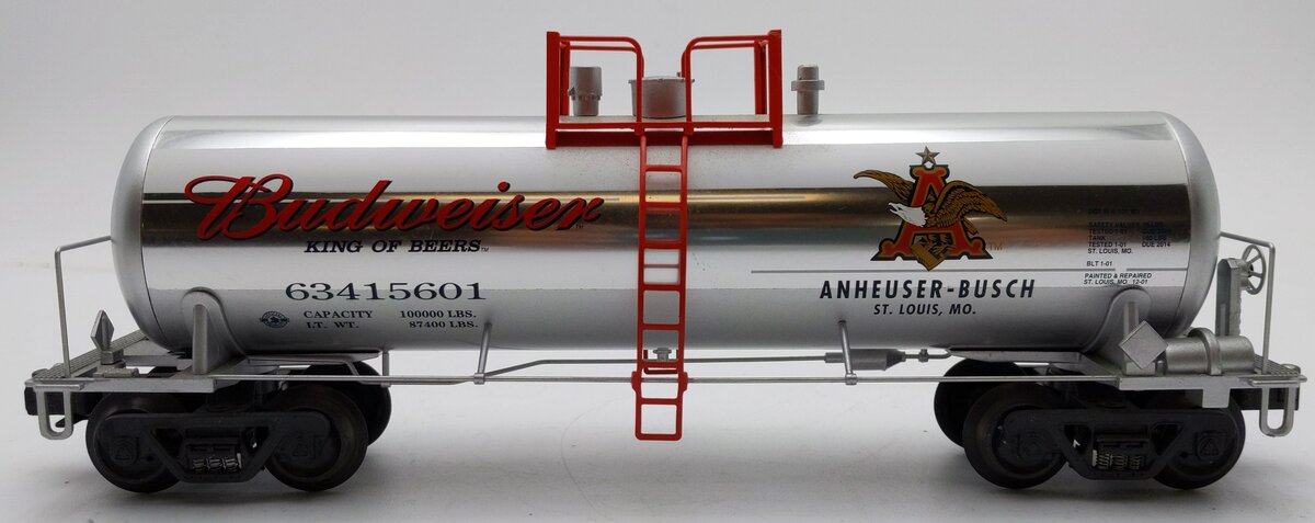 K-Line K6341-5601 O Gauge Anheuser-Busch Budweiser Aluminum Tank Car #63415601 EX