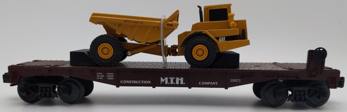 MTH 30-7614 O Gauge MTH Construction Flatcar w/ Diecast Ertl Dump Truck EX