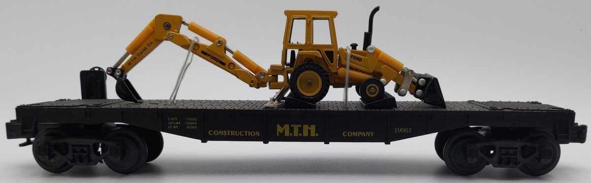 MTH 30-7606 O Gauge MTH Lines Semi-Scale Flatcar with Backhoe EX