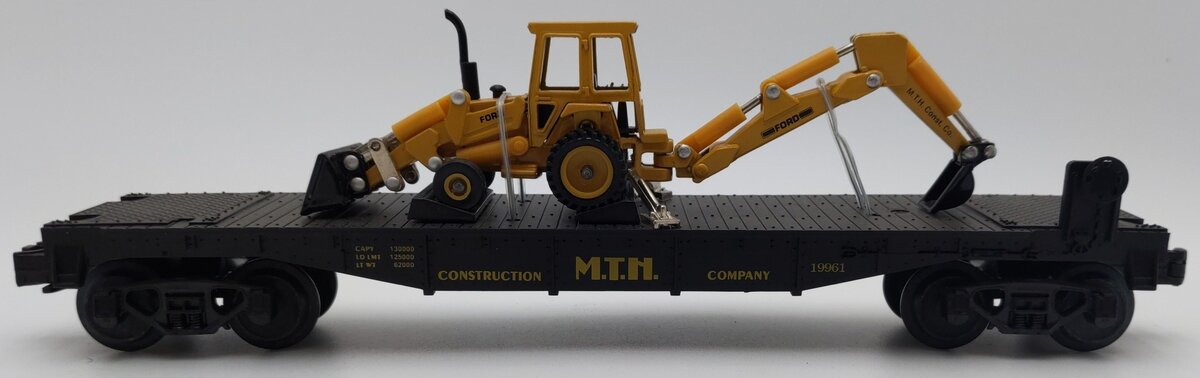 MTH 30-7606 O Gauge MTH Lines Semi-Scale Flatcar with Backhoe EX