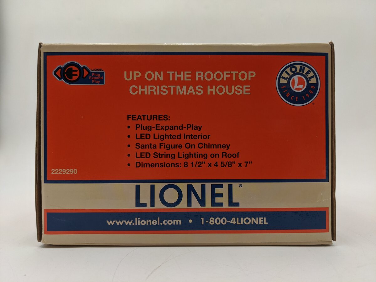 Lionel 2229290 O Plug-Expand-Play Up on the Rooftop Christmas House EX/Box