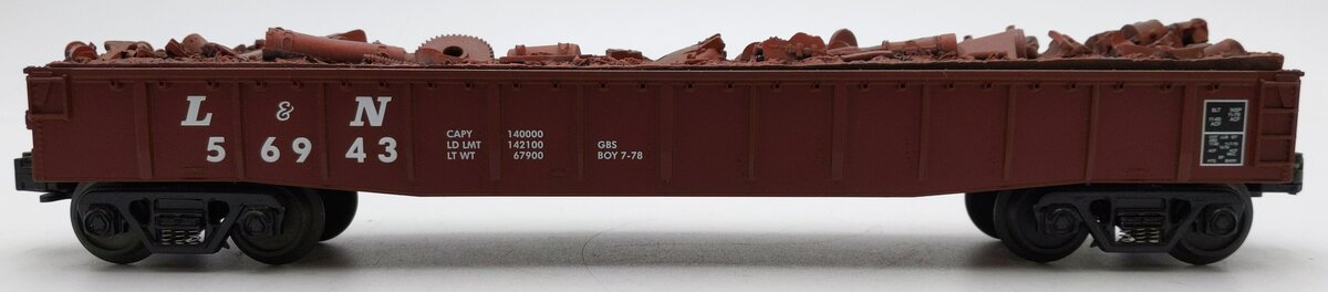 MTH 30-7008E O Gauge Louisville & Nashville Gondola w/Junk Load #56943 EX