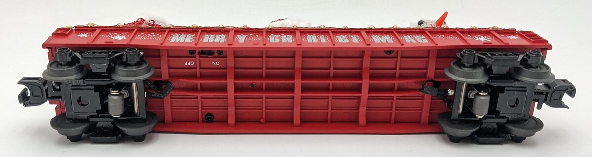 MTH 30-72210 O Christmas Gondola Car w/ LED Christmas Lights & Lighted Snowmen LN