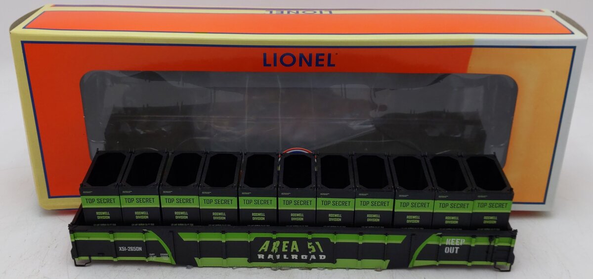 Lionel 2426250 O Area 51 PS-5 Gondola with Coke Containers #X51-2650N/Box