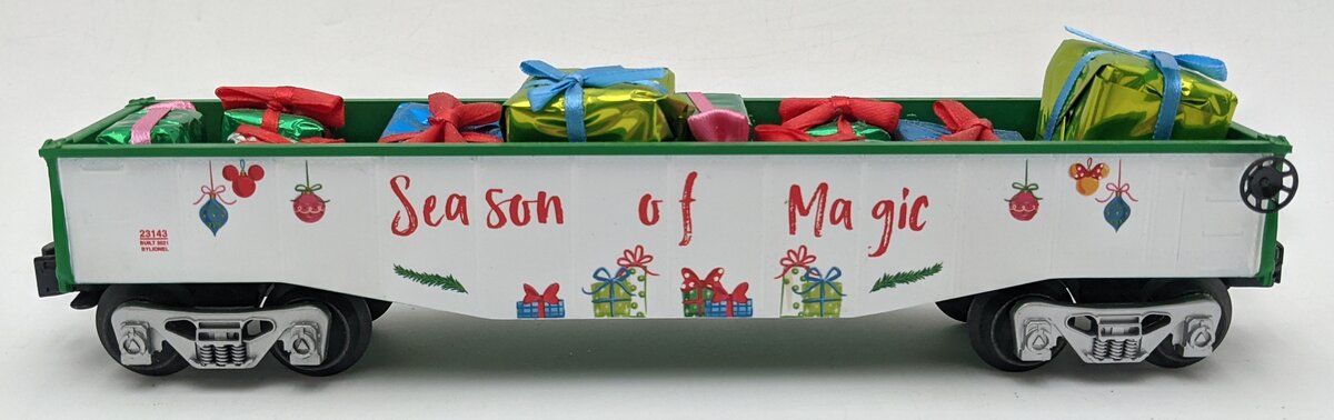 Lionel 1923140G O Gauge Disney Christmas "Season of Magic" Gondola w/ Gift Load VG