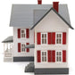 MTH 30-90333 O Gauge White With Red Shutters Built Up Farm House EX