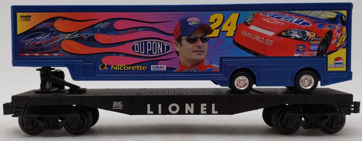 Lionel 6-26347 O Gauge Jeff Gordon Flatcar w/Trailer EX/Box