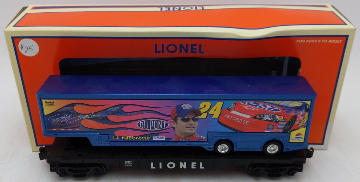 Lionel 6-26347 O Gauge Jeff Gordon Flatcar w/Trailer EX/Box