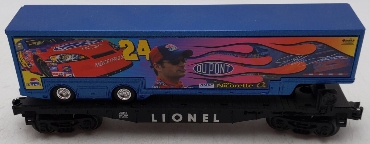 Lionel 6-26347 O Gauge Jeff Gordon Flatcar w/Trailer EX/Box