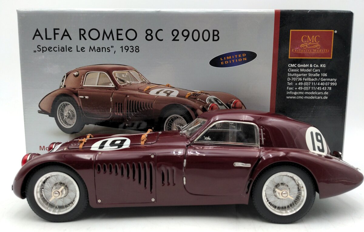 CMC M-111 1:18 Scale 8C 2900 Alfa Romeo 1938 Speciale Le Mans EX/Box