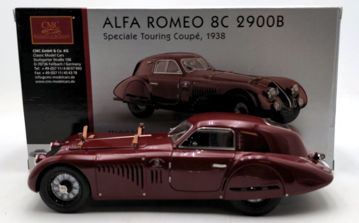 CMC M-107 1:18 1938 Alfa Romeo 8C 2900B Special Touring Coupe Diecast Model LN/Box