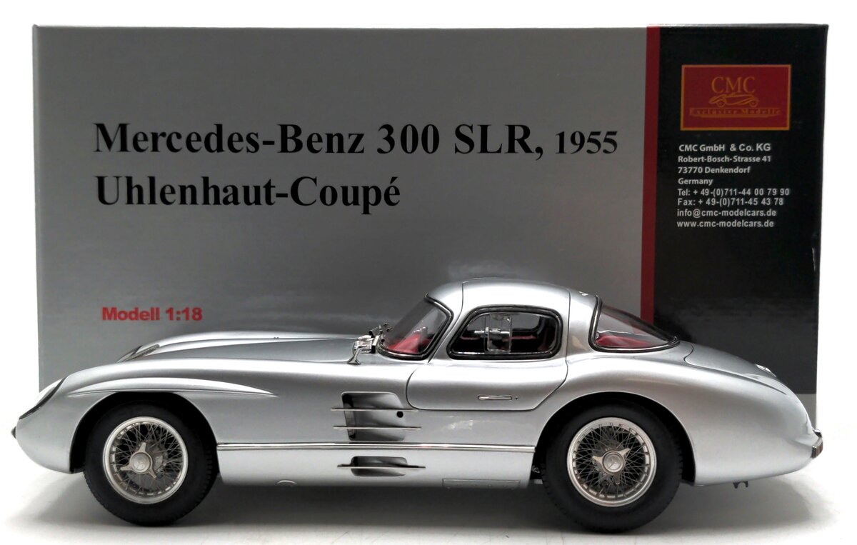 CMC M-076 1:18 Scale Mercedes-Benz 300 SLR 1955 Uhlenhaut Coupe Diecast Model VG/Box
