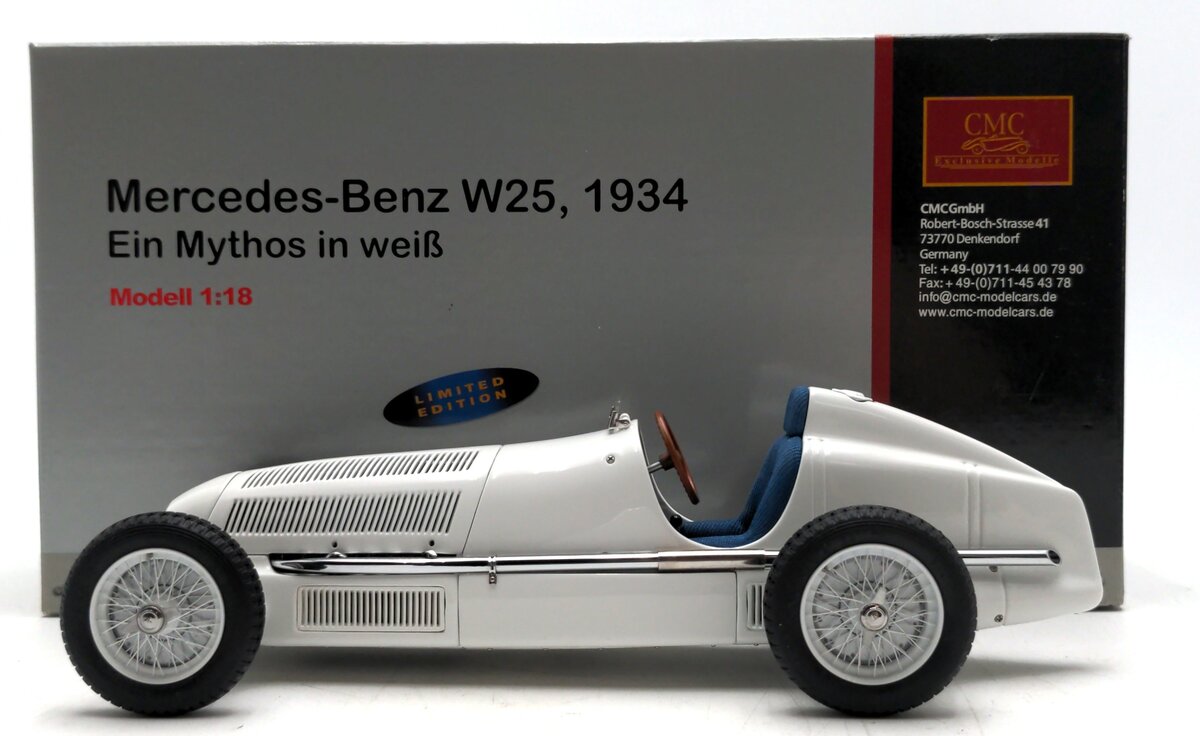 CMC M-065 1:18 Scale Mercedes-Benz W25 1934 White Limited Edition Diecast Model LN/Box