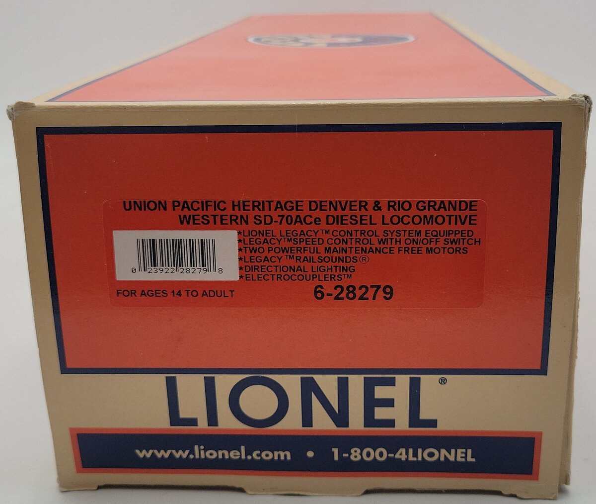 Lionel 6-28279 O Union Pacific Heritage D&RGW SD-70ACe Diesel Locomotive #1989 EX/Box