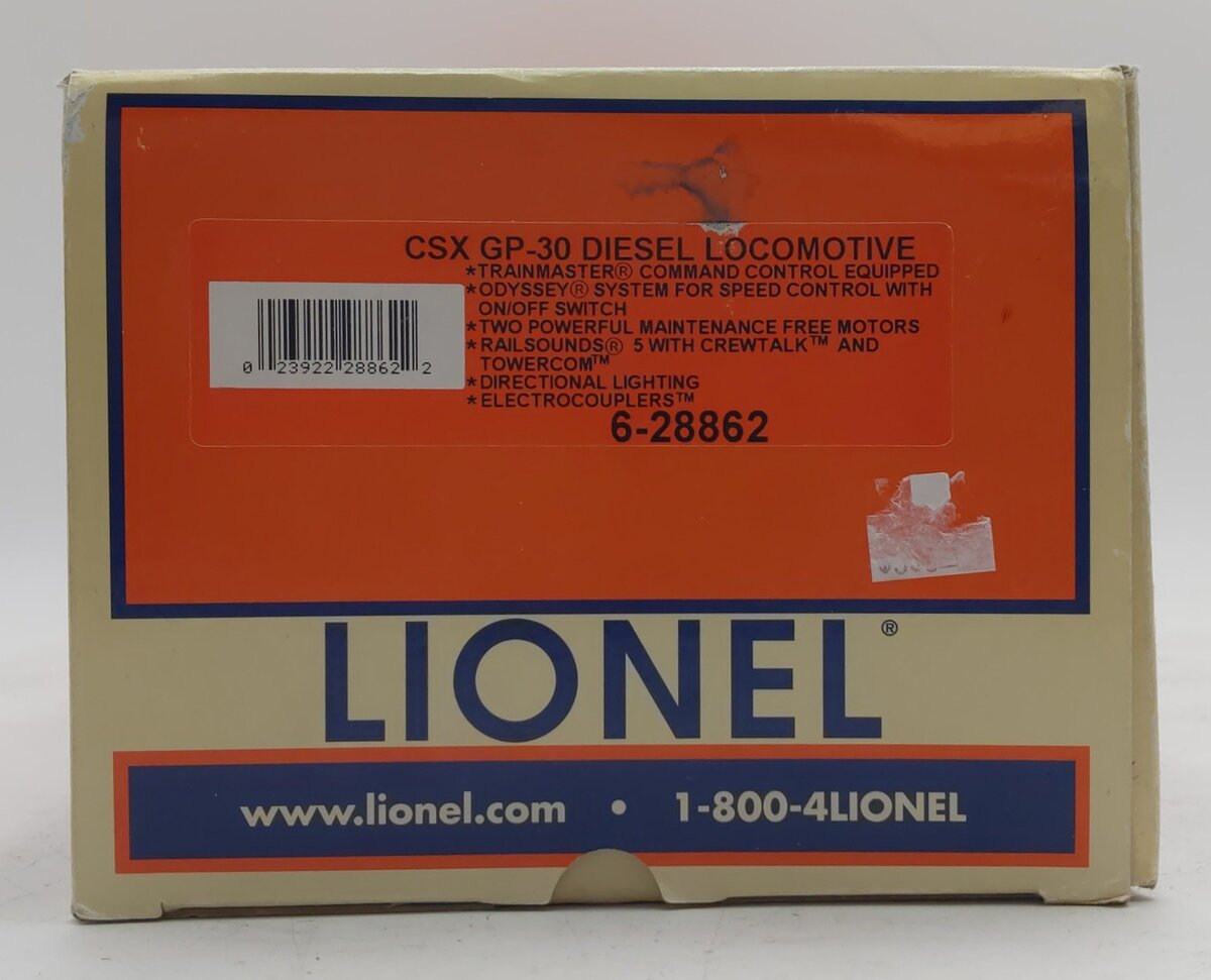 Lionel 6-28862 O Gauge CSX GP-30 Diesel Locomotive #4249 VG/Box