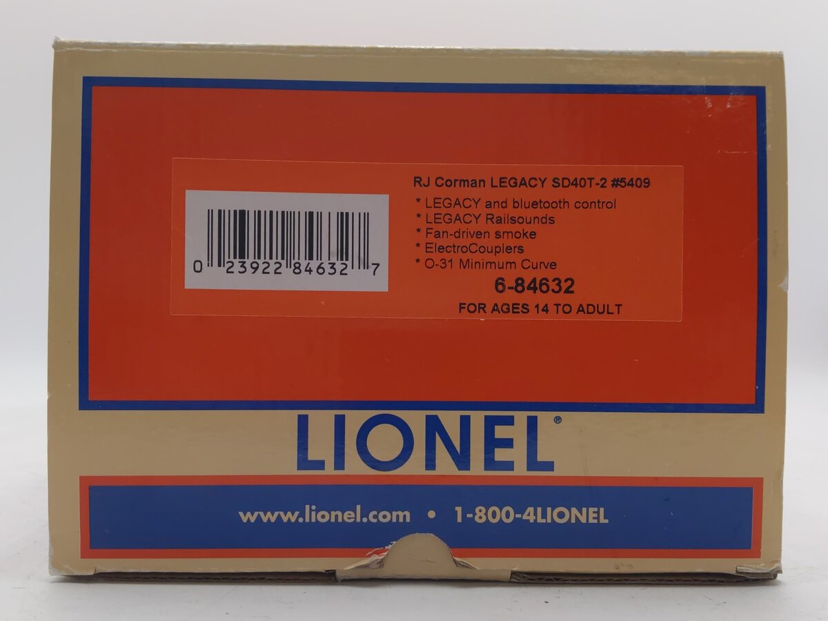 Lionel 6-84632 RJ Cornman Legacy SD40T-2 Diesel Locomotive Bluetooth #5409 EX/Box