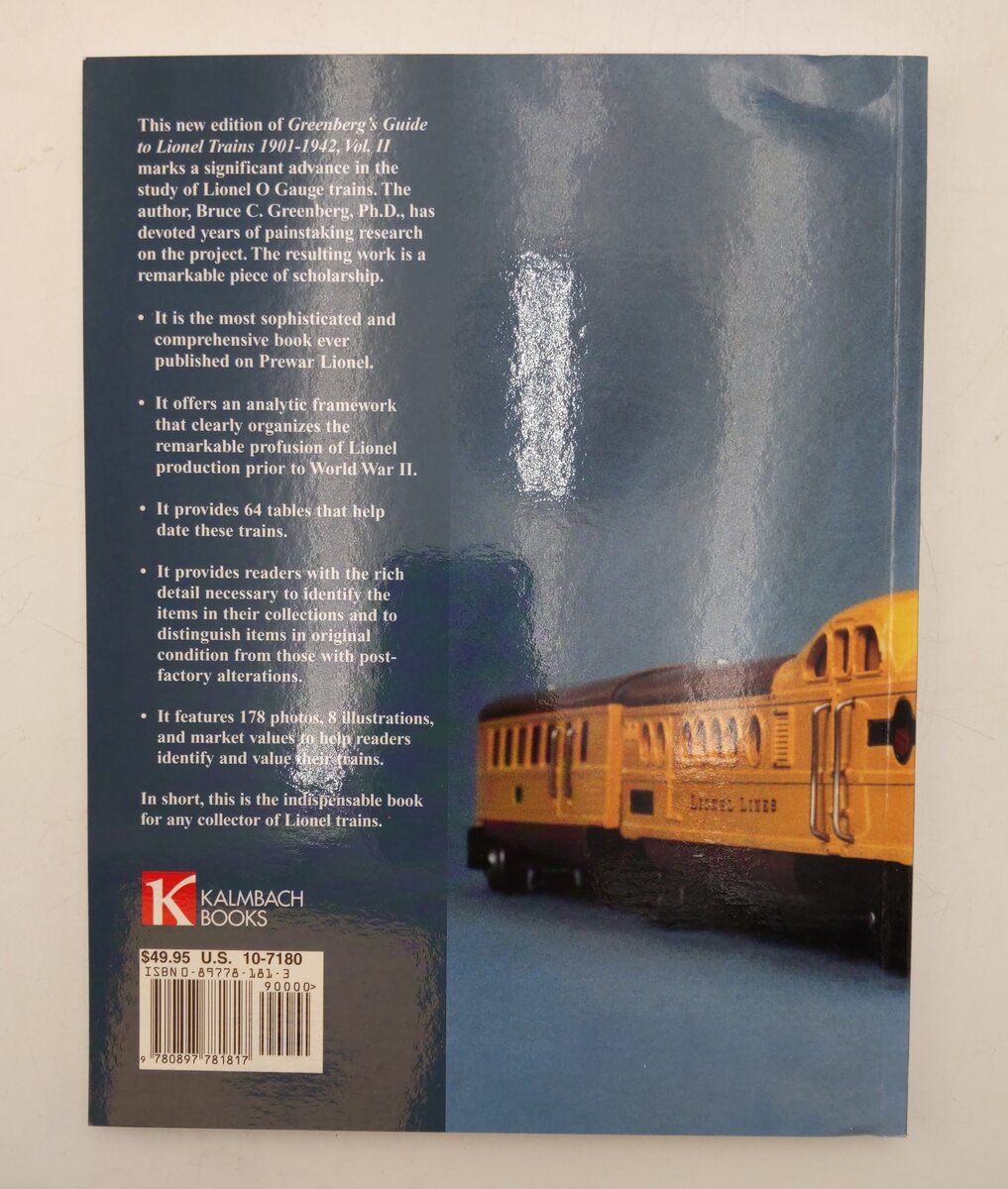 Greenberg's Guide to Lionel Trains 1901-42 Vol.2 Paperback Bruce C Greenberg PhD EX