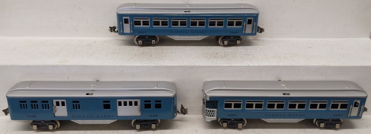 Williams 1600 O Gauge Reproduction Lionel Lines Tinplate Passenger 3 Car Set EX