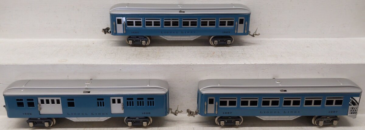 Williams 1600 O Gauge Reproduction Lionel Lines Tinplate Passenger 3 Car Set EX