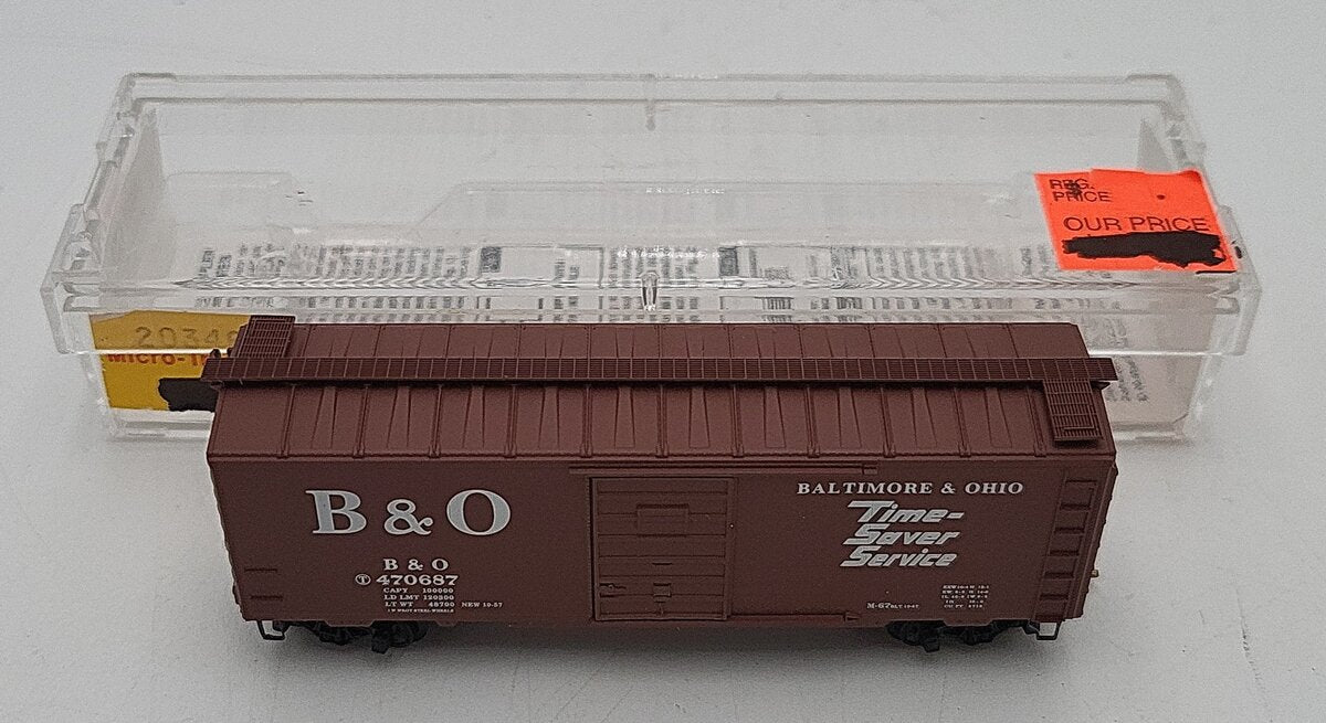 Micro-Trains 02000346 N Scale B&O 40' Standard Single Door Boxcar #470687 EX/Box