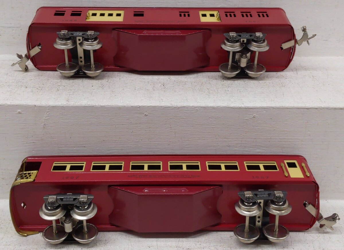 MTH 11-80027 O Vermillion/Maroon Lionel Corporation Tinplate Passenger Cars VG