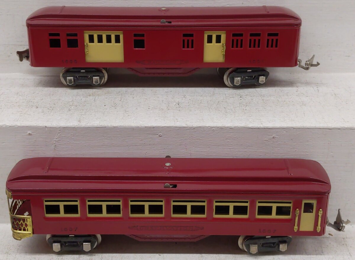 MTH 11-80027 O Vermillion/Maroon Lionel Corporation Tinplate Passenger Cars VG