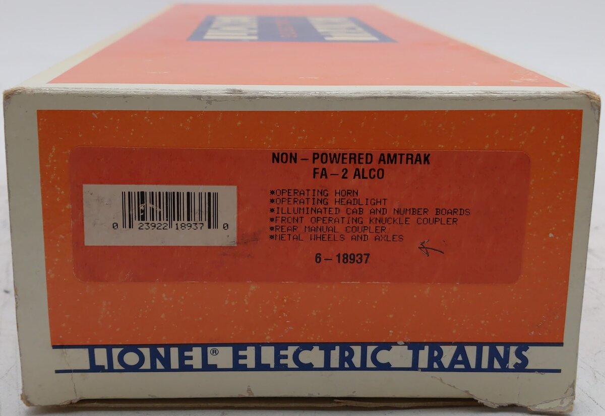 Lionel 6-18937 O Gauge Amtrak FA-2 Alco A Dummy Diesel Locomotive #8937 EX/Box