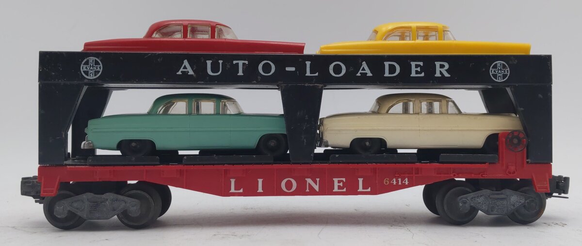 Lionel 6414 Vintage O Evans Autoloader with 4 Automobiles VG