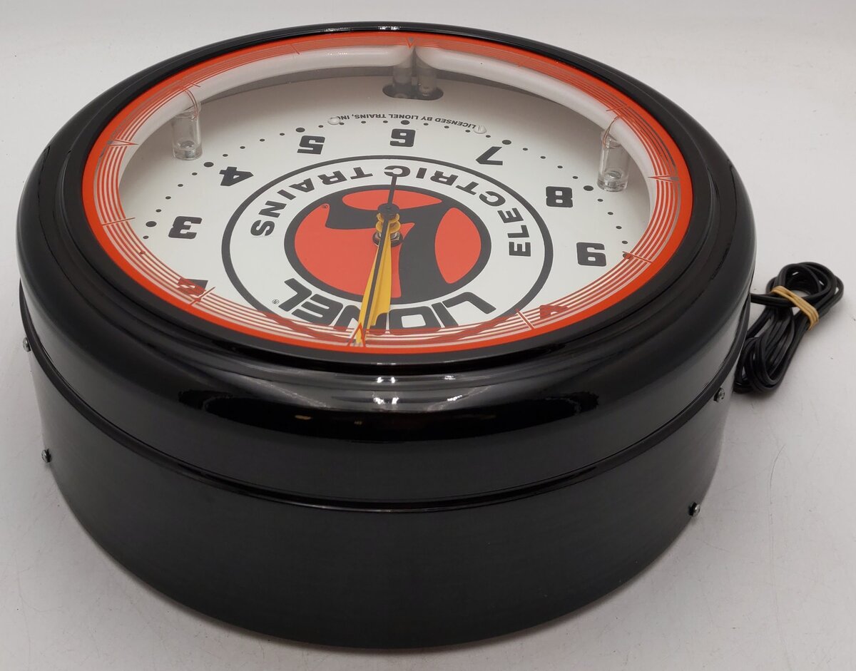 Lionel Electric Trains Authorized Black & Orange Neon Clock EX