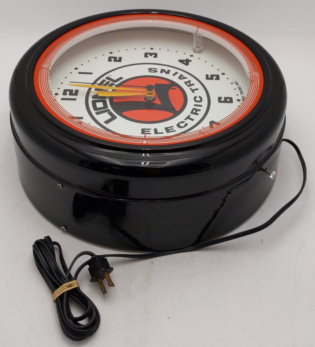 Lionel Electric Trains Authorized Black & Orange Neon Clock EX