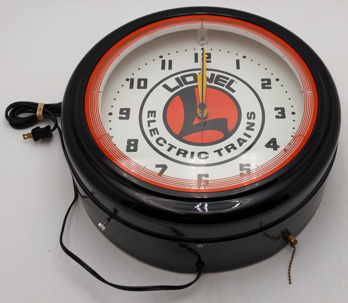 Lionel Electric Trains Authorized Black & Orange Neon Clock EX