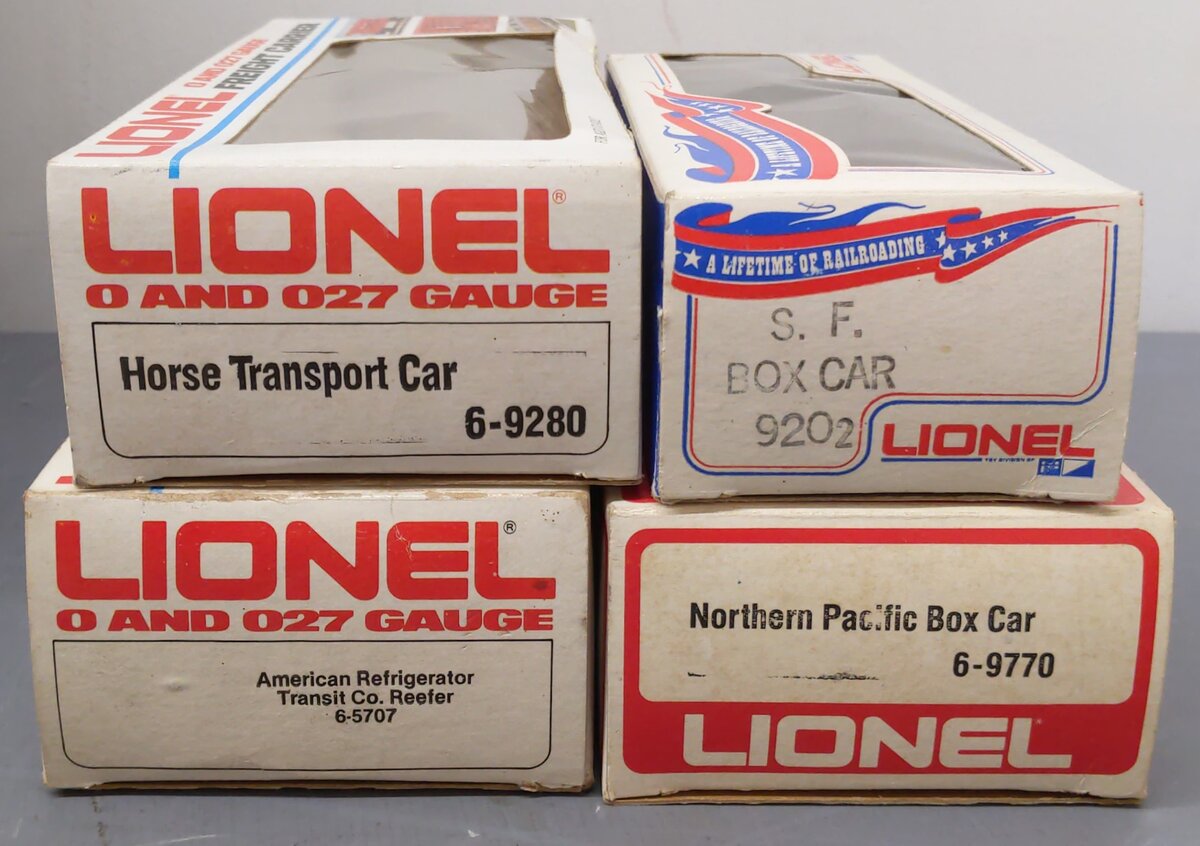 Lionel O Gauge Assorted Freight Cars: 9202, 9280, 5707, 9411, & 9770 [5] VG/Box