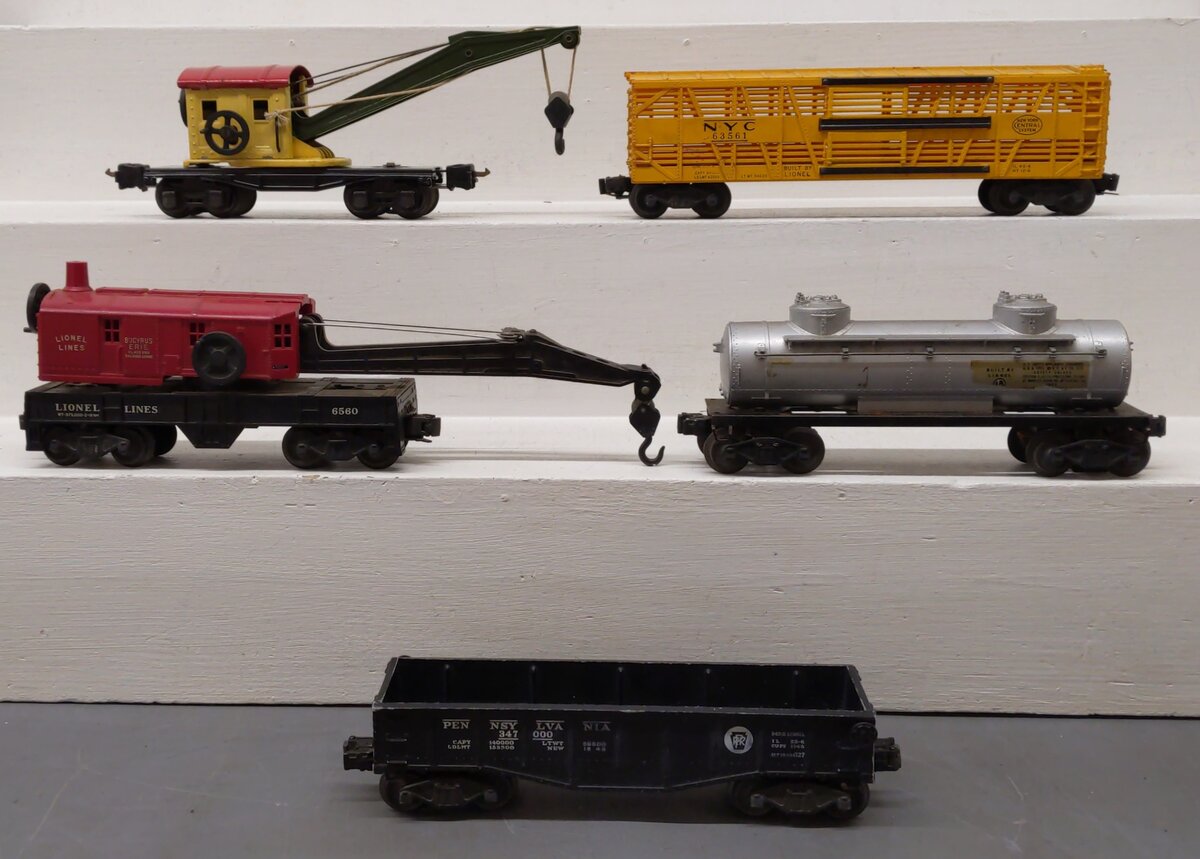 Lionel Vintage O Gauge Freight Cars: 6560, 347000, 2465, 63561, 2660 [5] EX