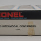 Lionel 6-12826 O CSX/Great Northern/New York Central Intermodal 3-Container Pack EX/Box