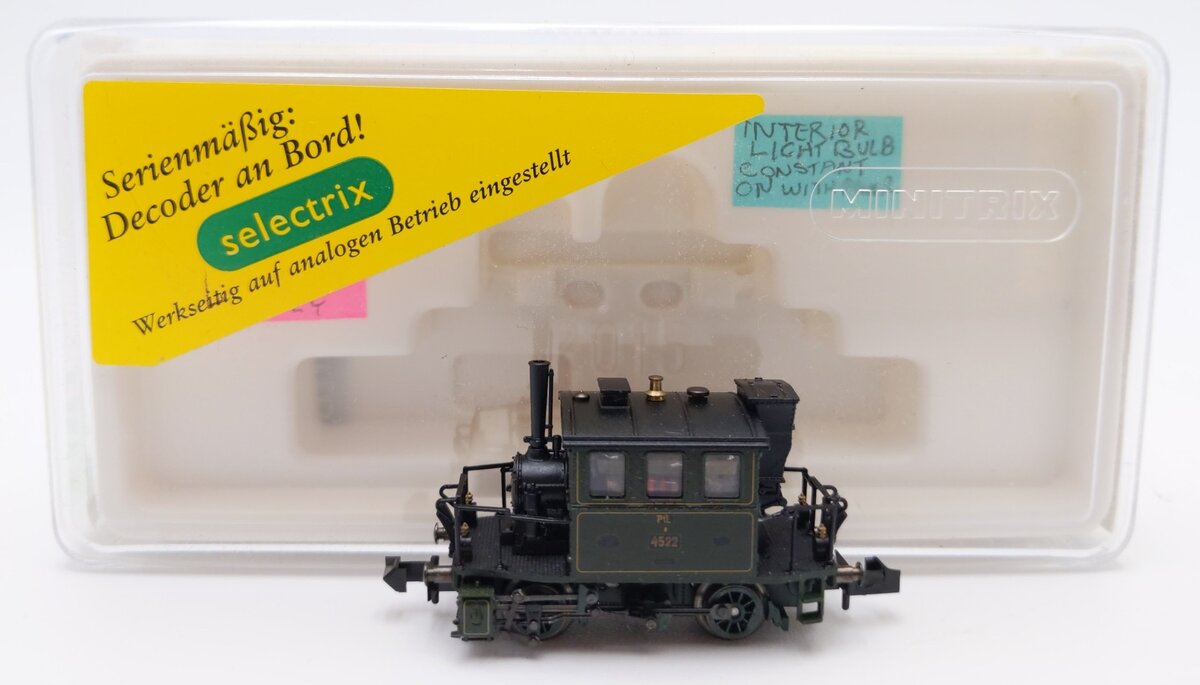 Trix 12114 N Scale Royal Bavarian State RR Tenderlok PTL 2/2 Tank Engine #4522 EX/Box