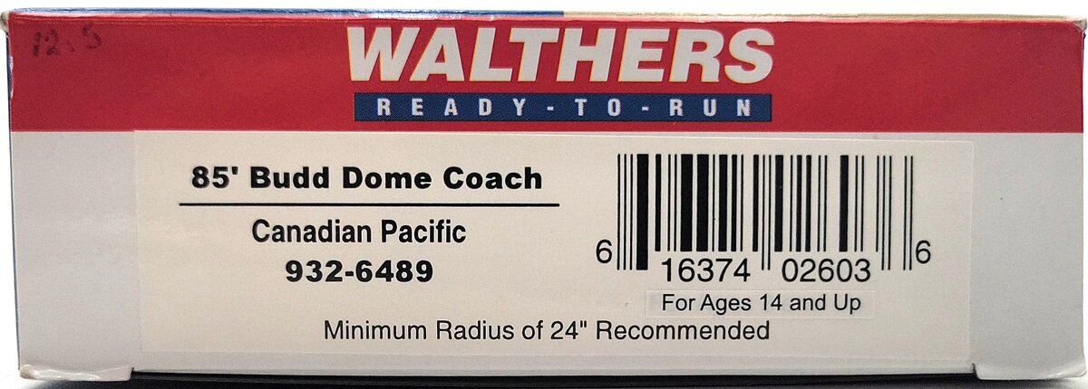 Walthers 932-6489 HO Canadian Pacific 'Skyline' 85' Budd Dome Coach Car LN/Box