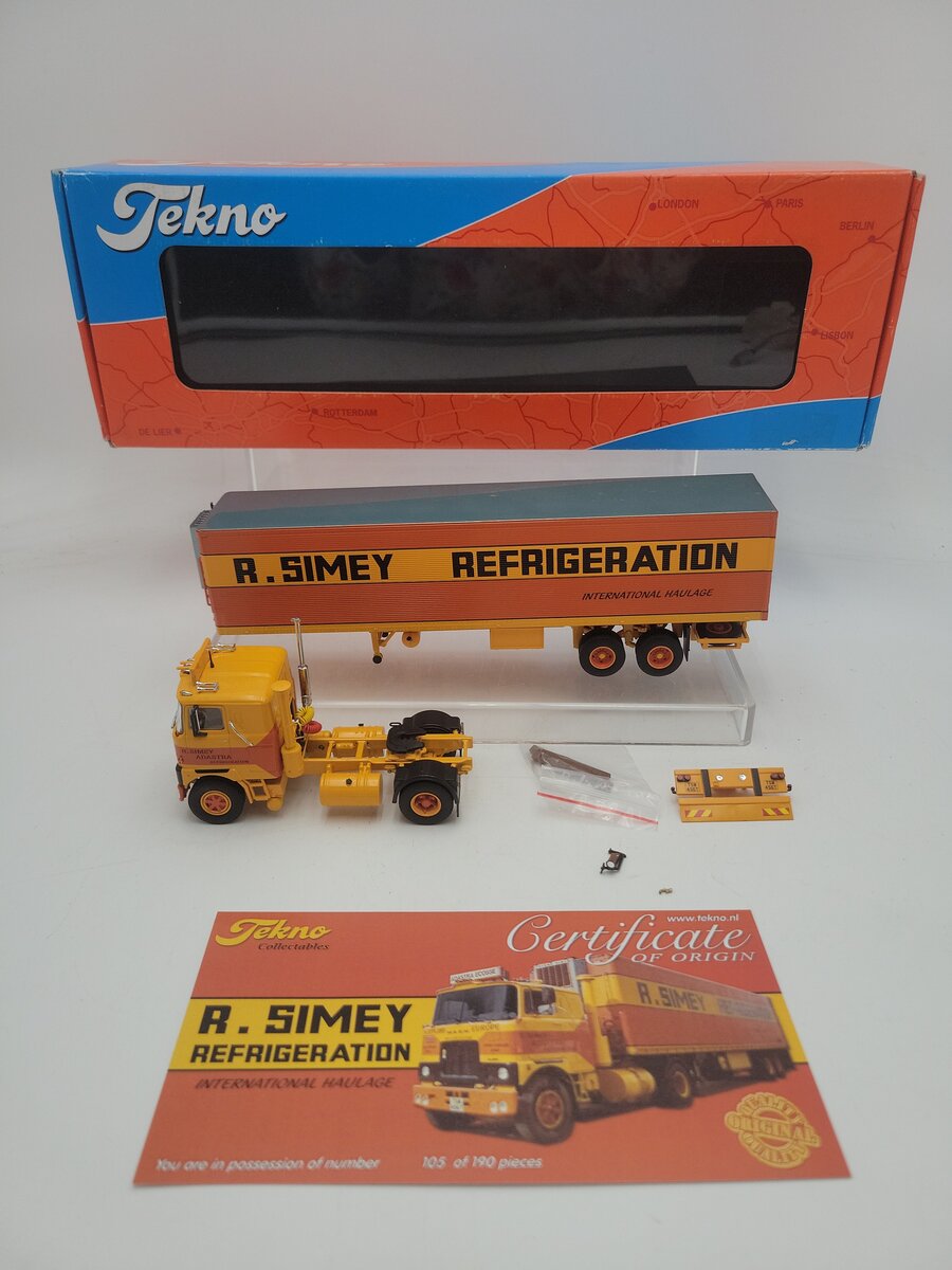 Tekno 76818 1:50 Scale R. Simey Adastra Refrigeration Mack Trailer Series #105 EX/Box