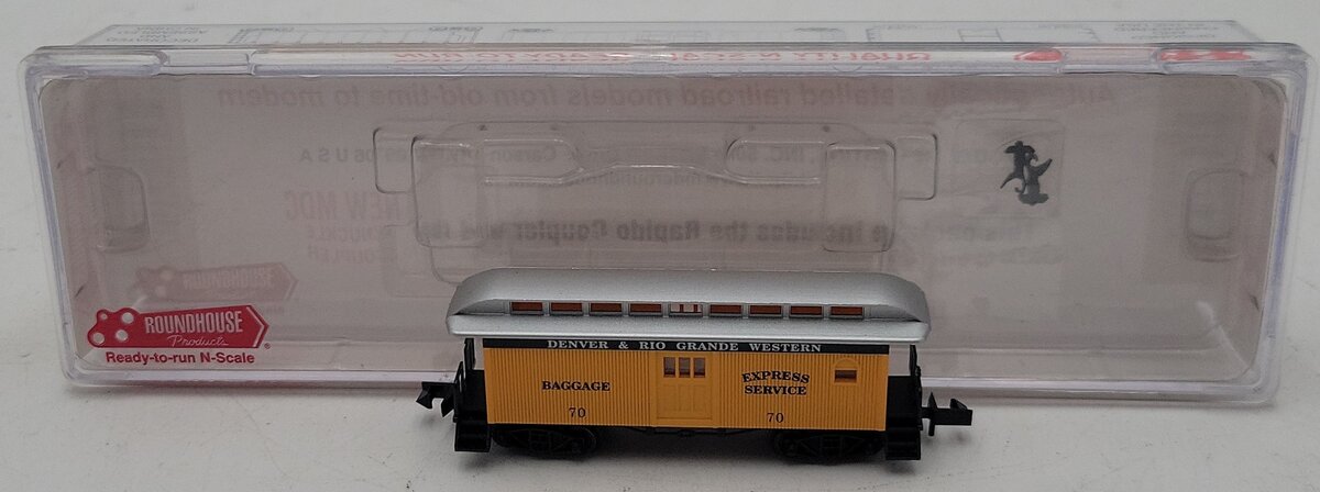Roundhouse 85604 N Scale D&RGW 34' Overton Baggage Car LN/Box