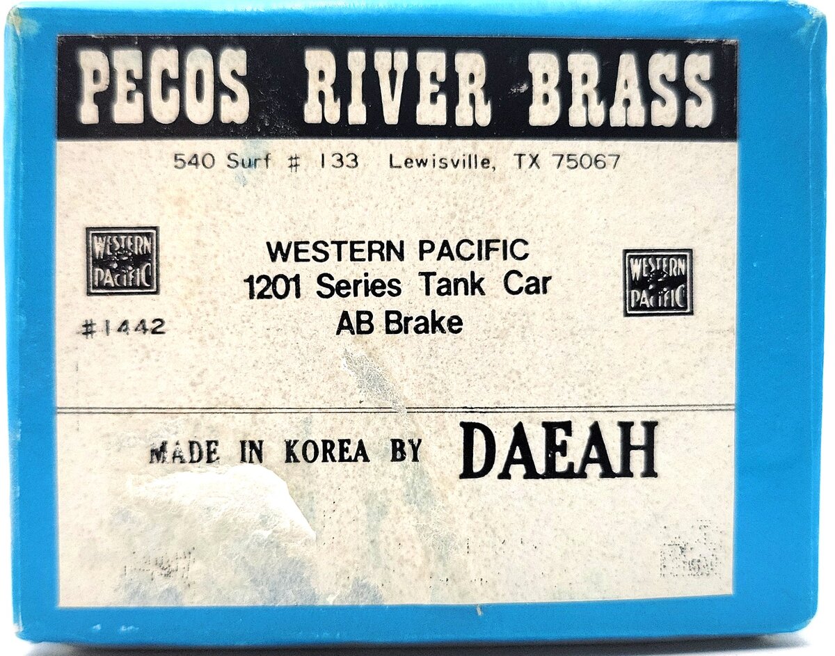 Pecos River Brass 1442 N Scale BRASS Western Pacific 1201 Series Tank Car VG/Box