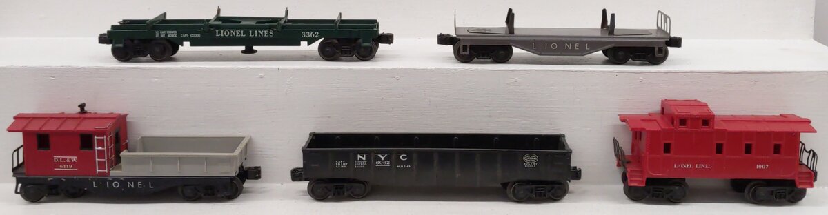 Lionel Vintage O Gauge Freight Cars #6062,3362,6119,1007 [5] VG