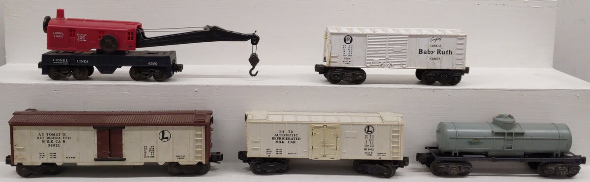 Lionel Vintage O Gauge Freight Cars #X6014,36621,6560,3472,6035 [5] VG