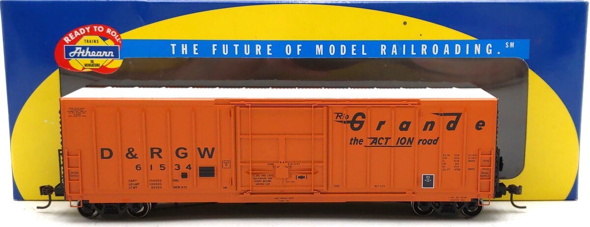 Athearn 88905 HO RTR 50' PC&F Rib Side Box, D&RGW #61534 LN/Box