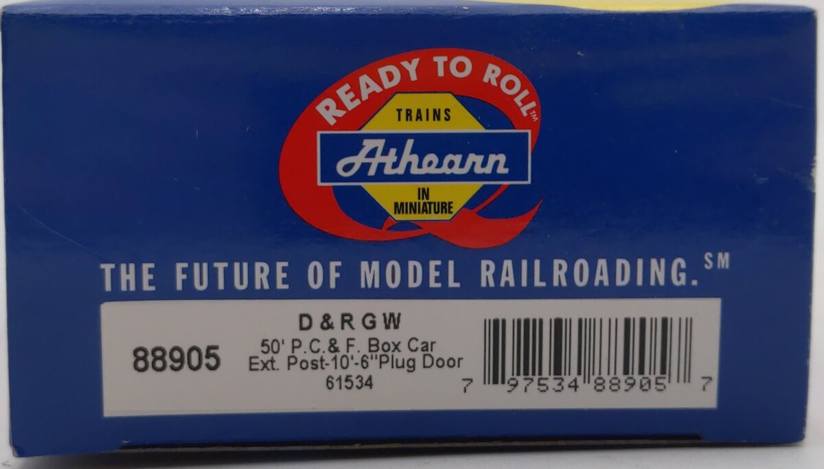 Athearn 88905 HO RTR 50' PC&F Rib Side Box, D&RGW #61534 LN/Box